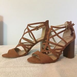 Brash Camel Strappy Block Heels